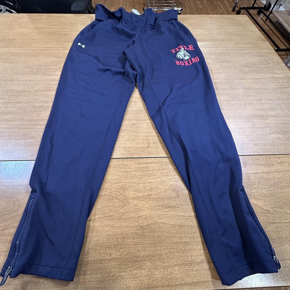 Under Armour Pants Woman's Medium Blue Title Boxing Track Zip Ankle Athletic